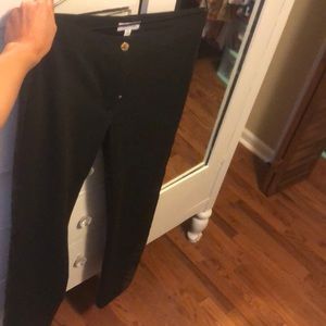 Calvin Klein ponte leggings leather tuxedo detail